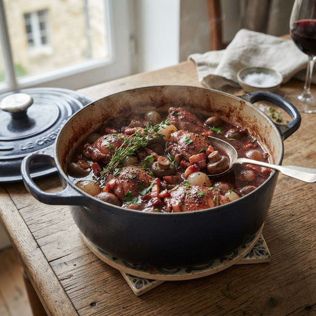 French Coq au Vin: The Burgundy Peasant Stew That Julia Child Brought to America