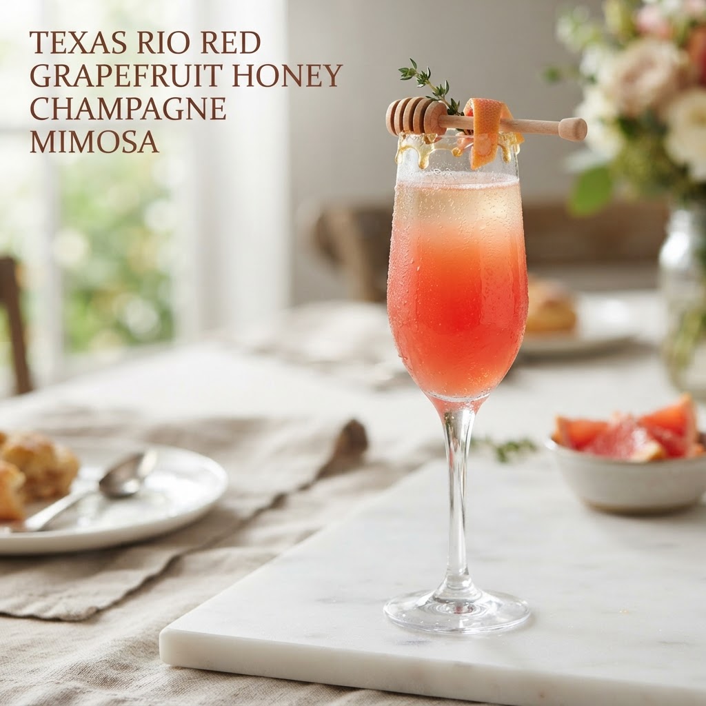 The Texas Rio Red Grapefruit Honey Champagne Mimosa