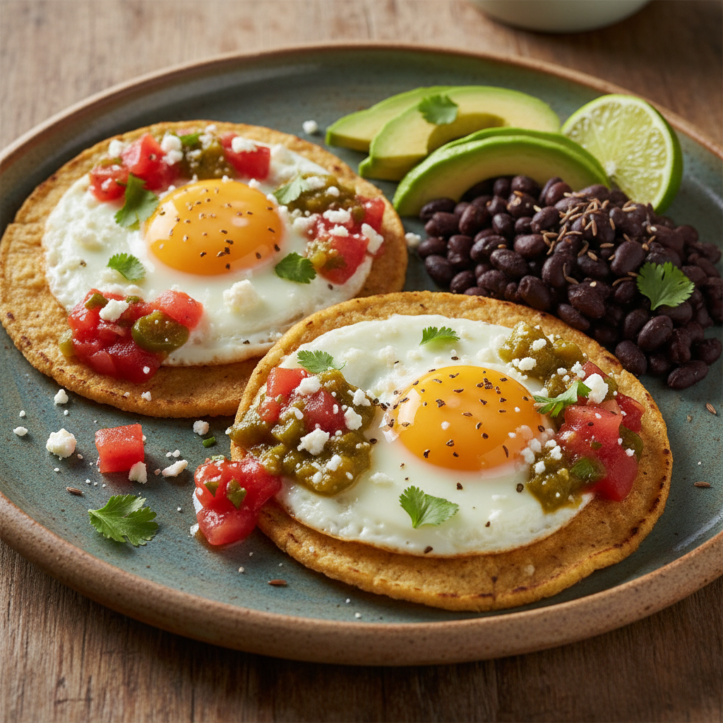 Huevos Rancheros with Salsa Ranchera & Black Beans