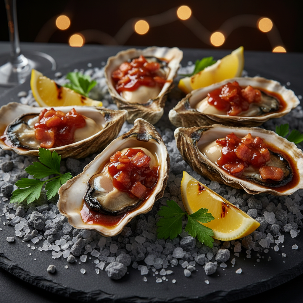 Oysters Kilpatrick with Smoky Bacon Dressing
