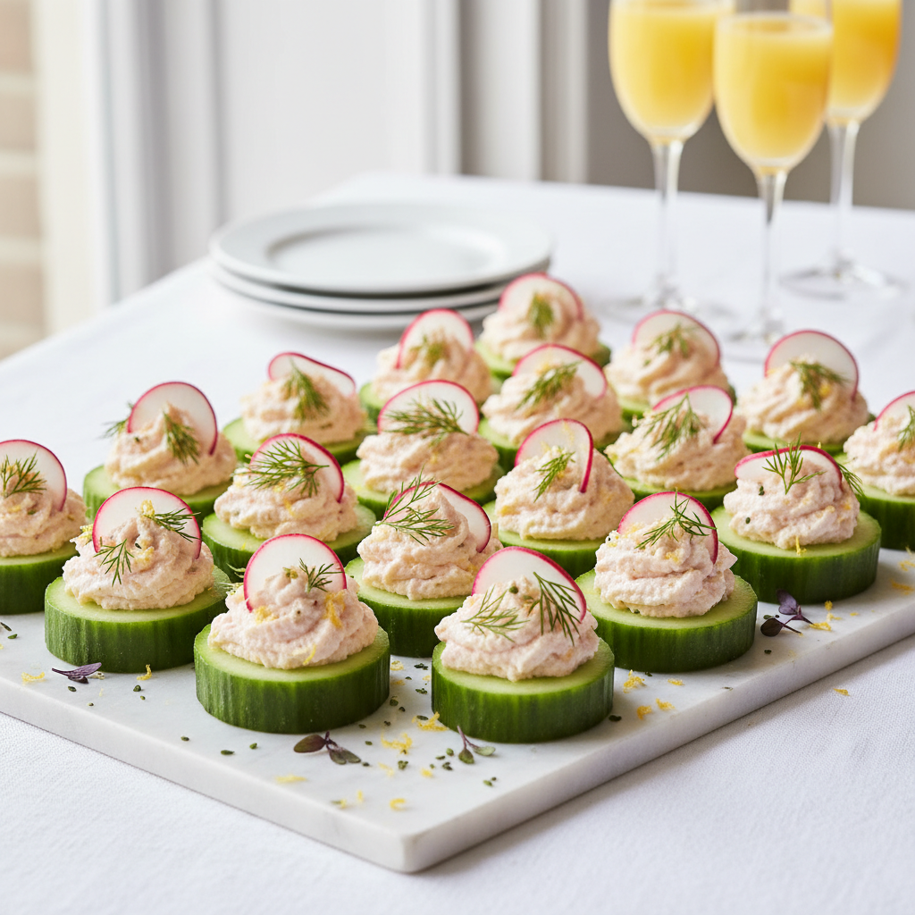 Smoked Trout Mousse on Cucumber Rounds