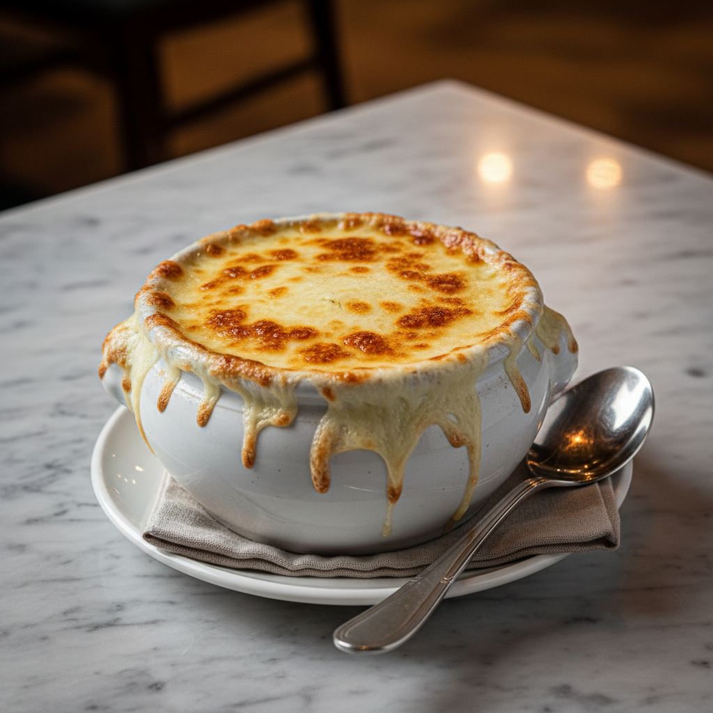 French Onion Soup with Gruyère Crust