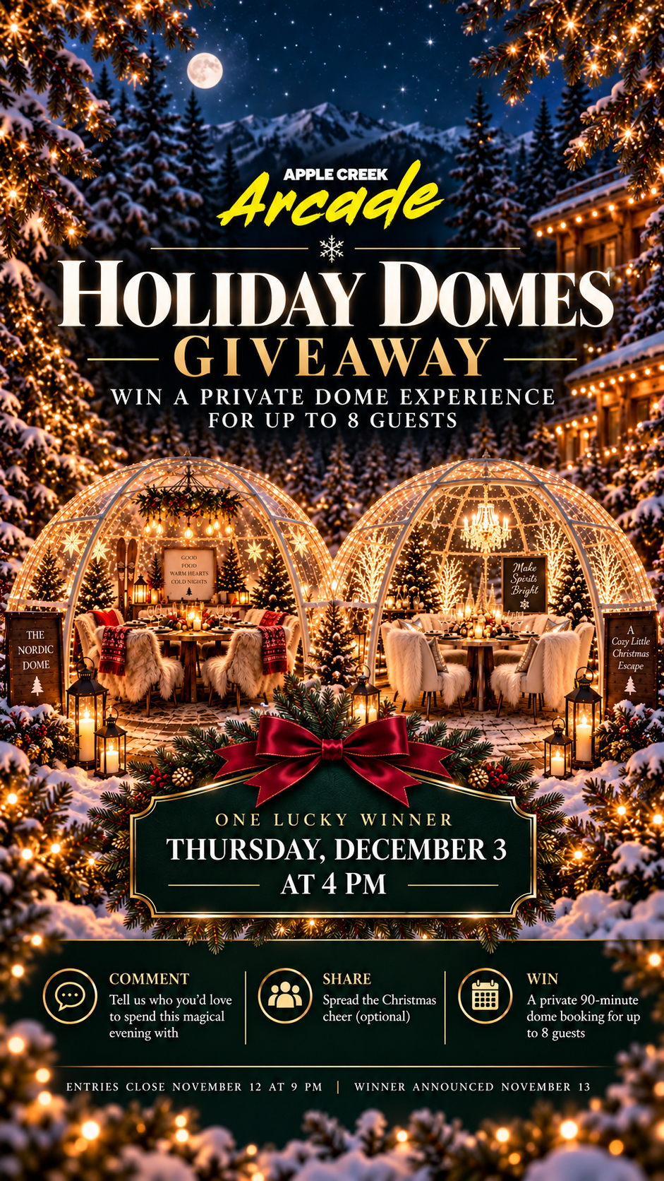 Holiday Domes Giveaway at Apple Creek Arcade