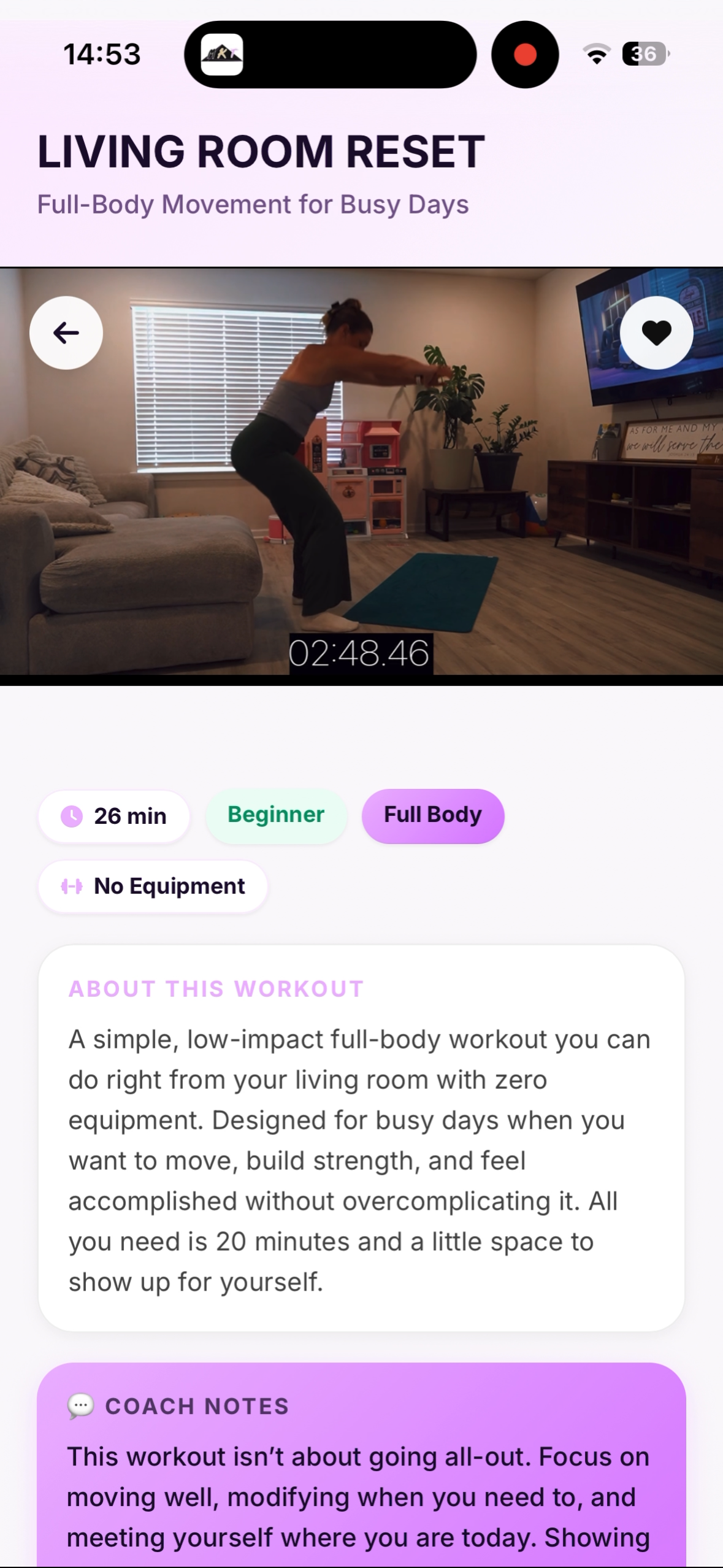Mama Koach app — Living Room Reset