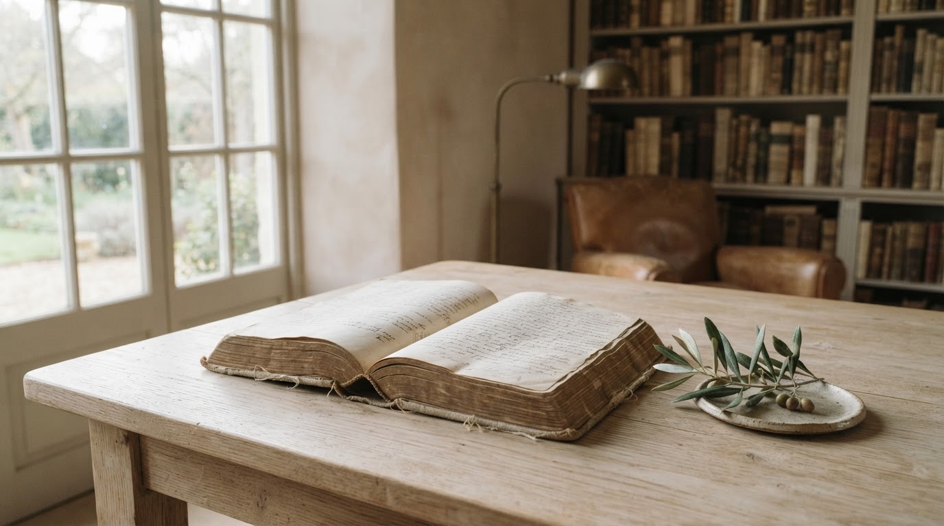 An open book in a quiet reading room