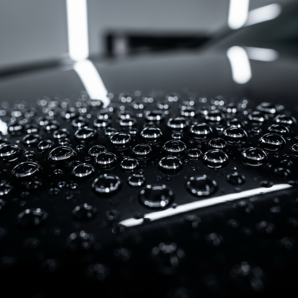 Water beading on ceramic coated surface