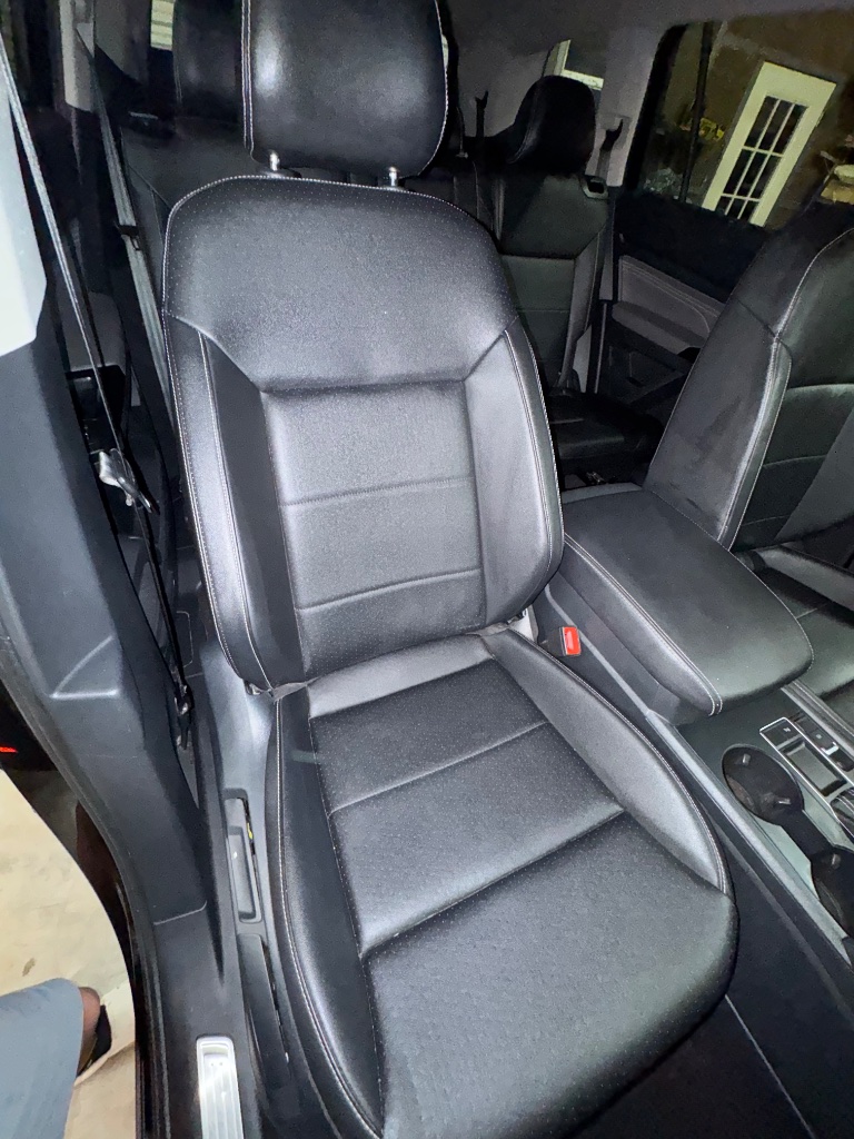 Deep cleaned leather seat