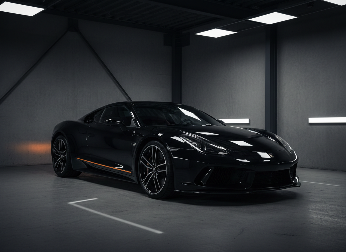 Freshly detailed luxury sports car