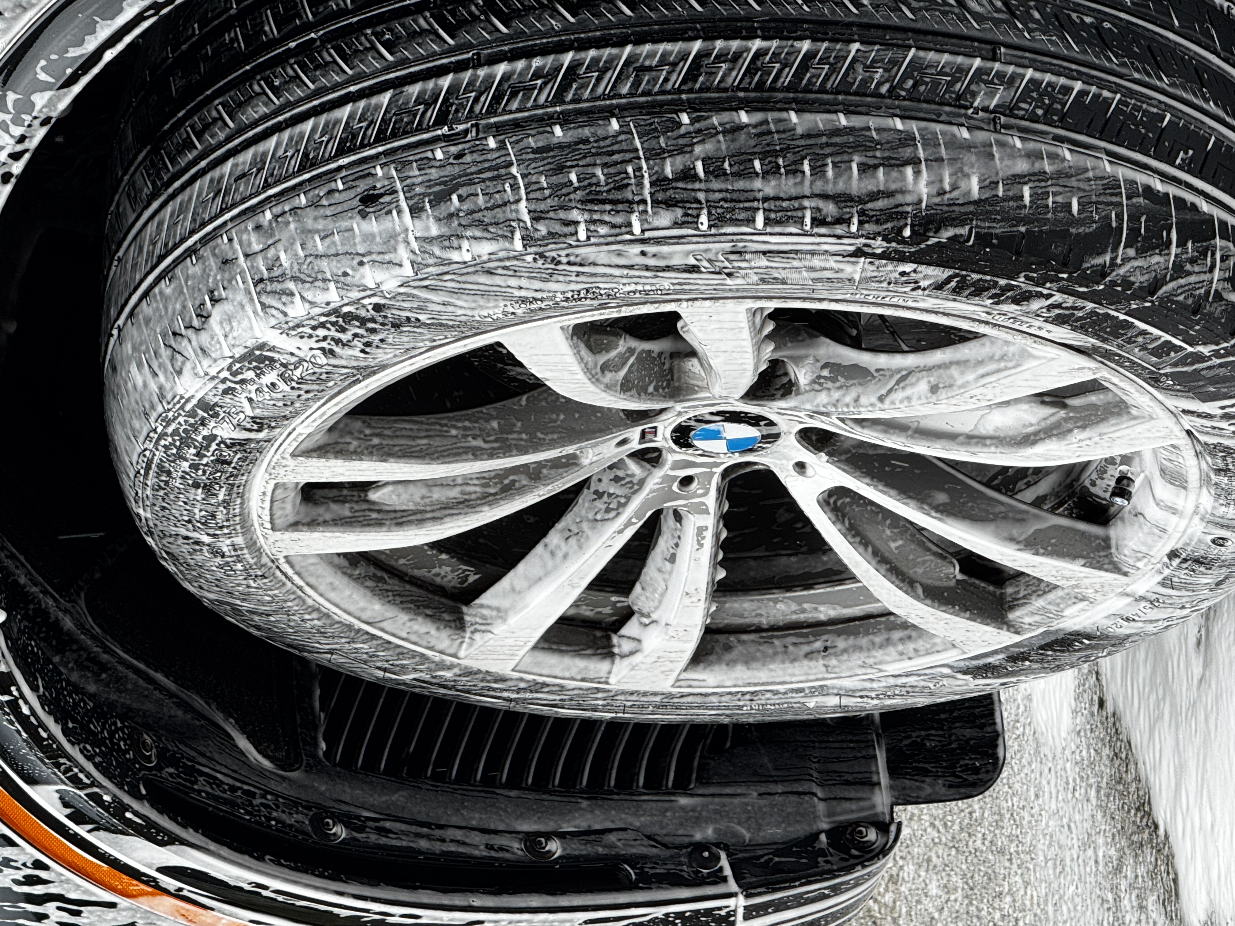 BMW wheel foam washed