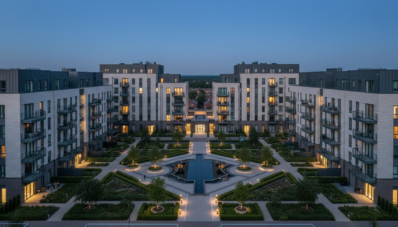 Aerial view of residential developments
