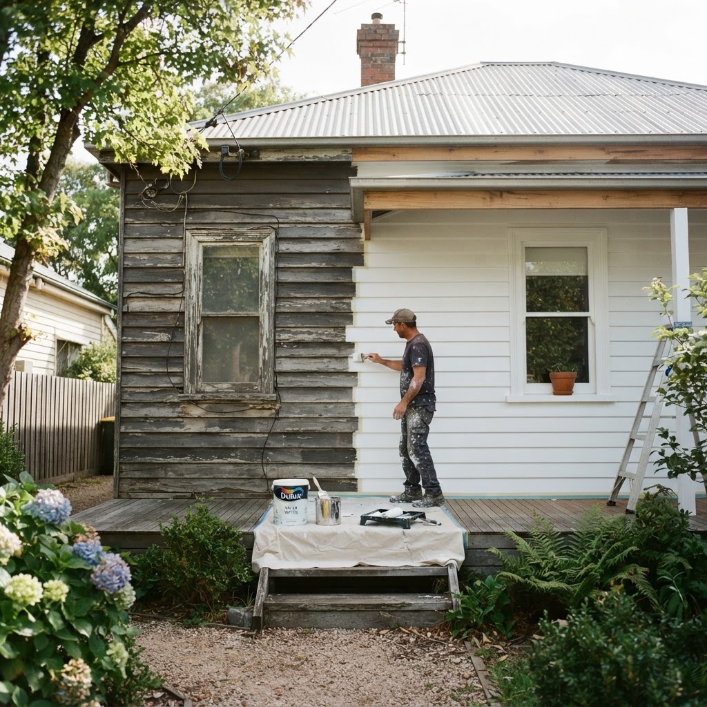 Half painted weatherboard