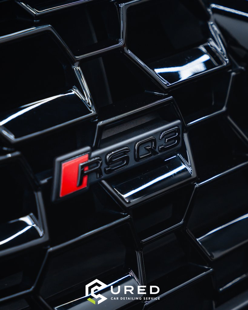 Audi RS Q3 badge close-up after professional detailing Melbourne