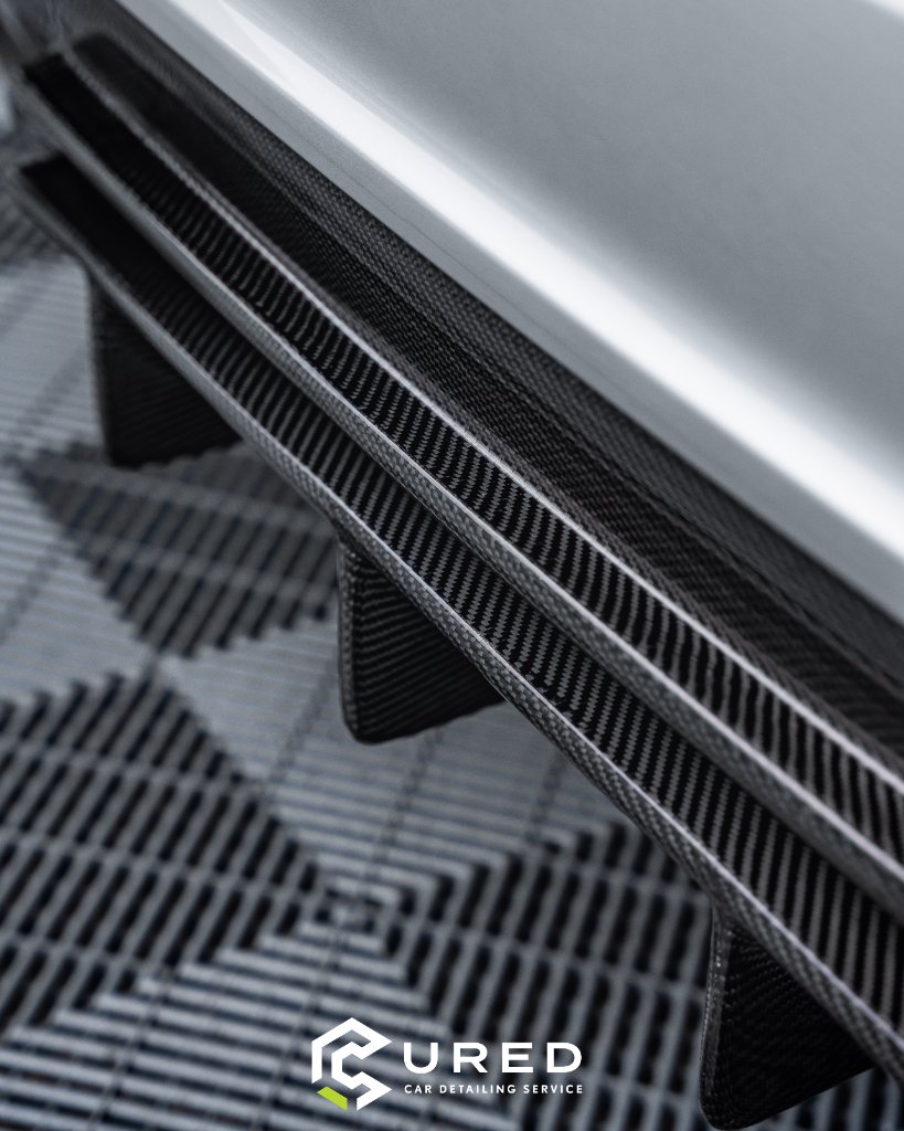 Carbon fibre splitter detail after ceramic coating - Cured Car Detailing Melbourne
