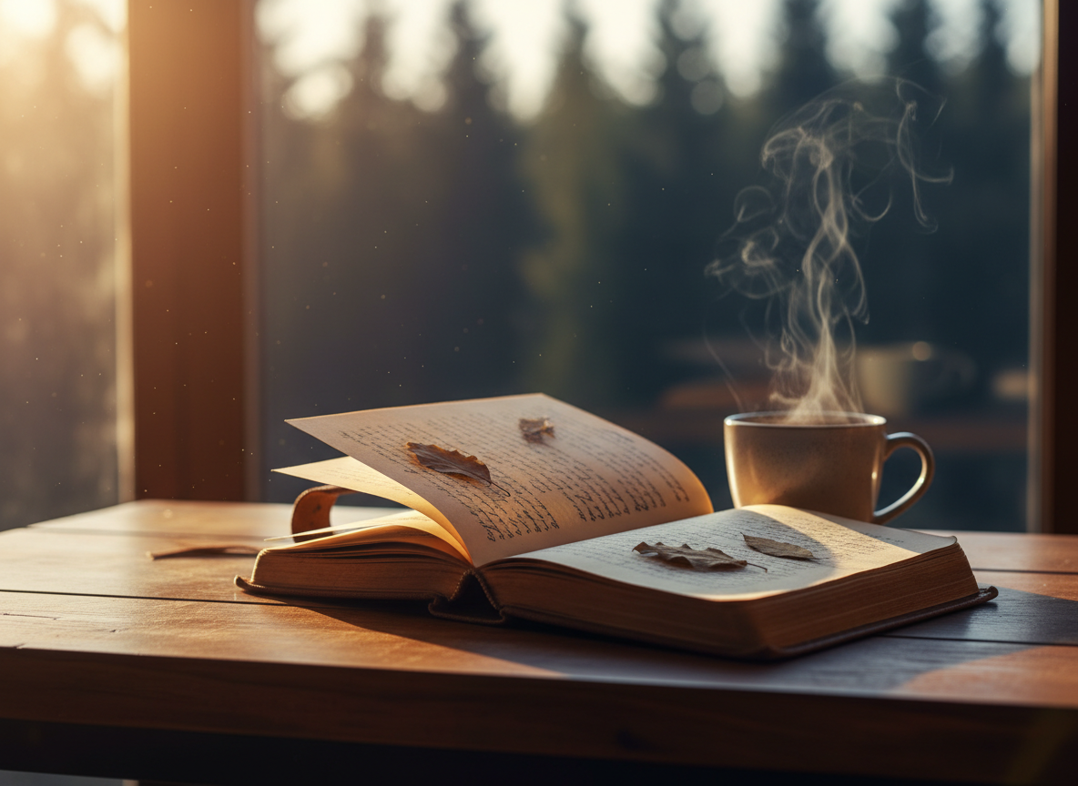 Morning journal and coffee