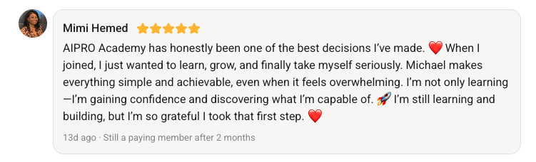 Mimi Hemed — AIPRO Academy member review