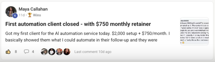 Maya — First client · $2,000 + $750/mo