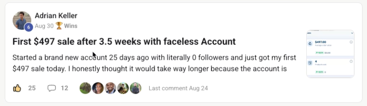 Adrian — 0 followers → first $497 sale