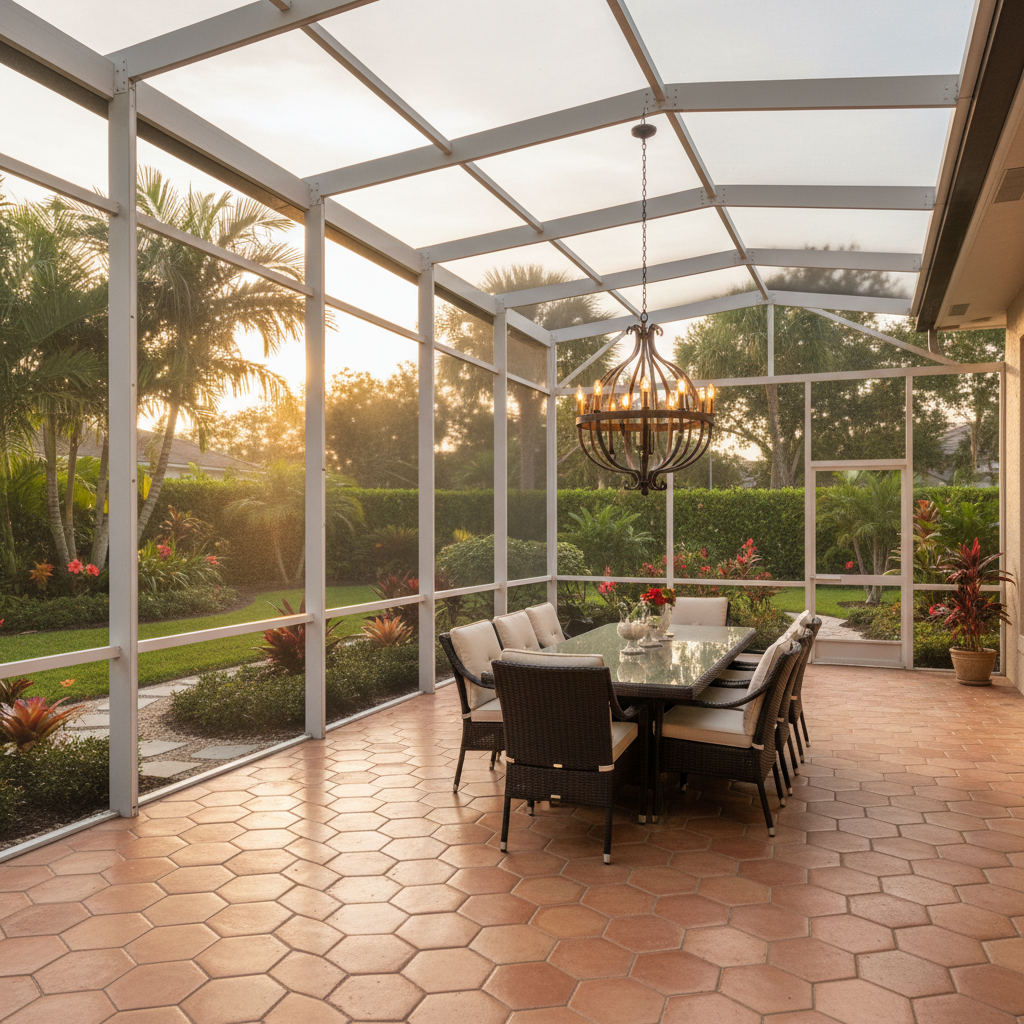 screened porch enclosure Sun City Center FL birdcage pool cage