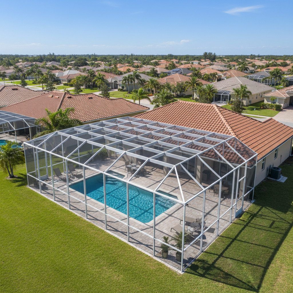 gable roof lanai enclosure Wimauma FL custom build