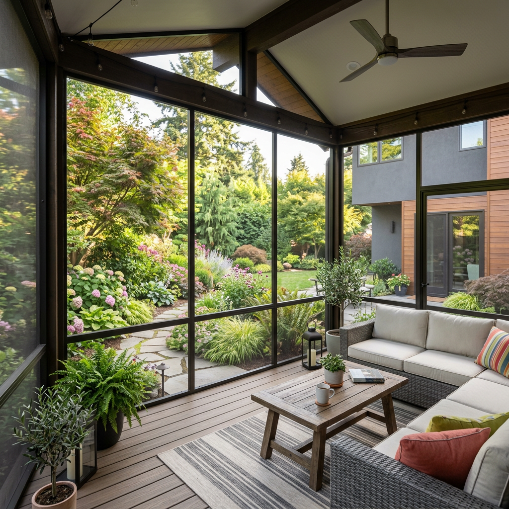 screened vs unscreened aluminum porch South Shore Florida comparison