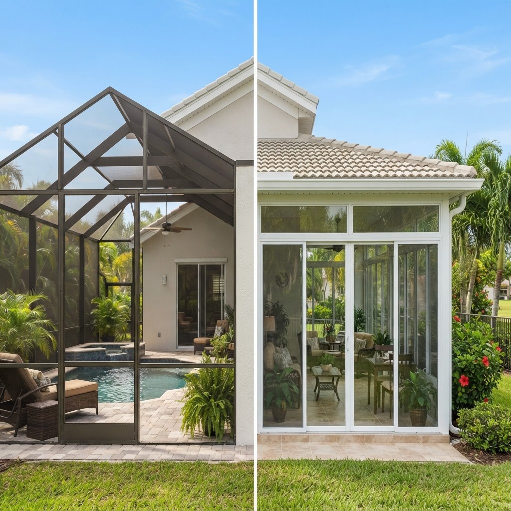 screen enclosure vs sunroom South Shore Florida comparison