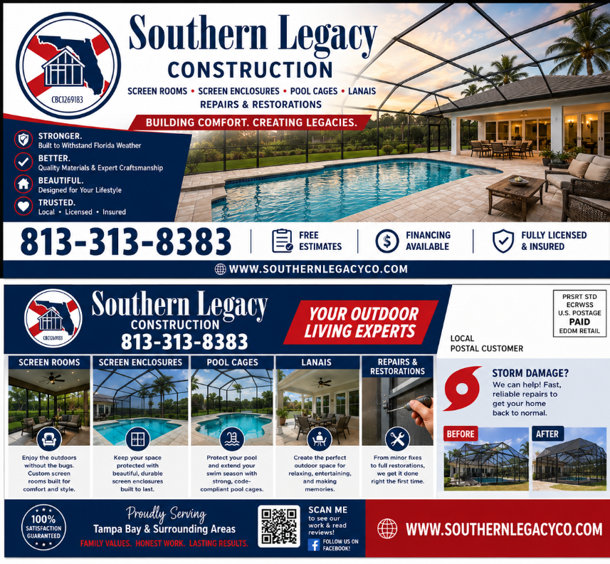 Southern Legacy Construction — Screen Rooms, Enclosures, Pool Cages, Lanais