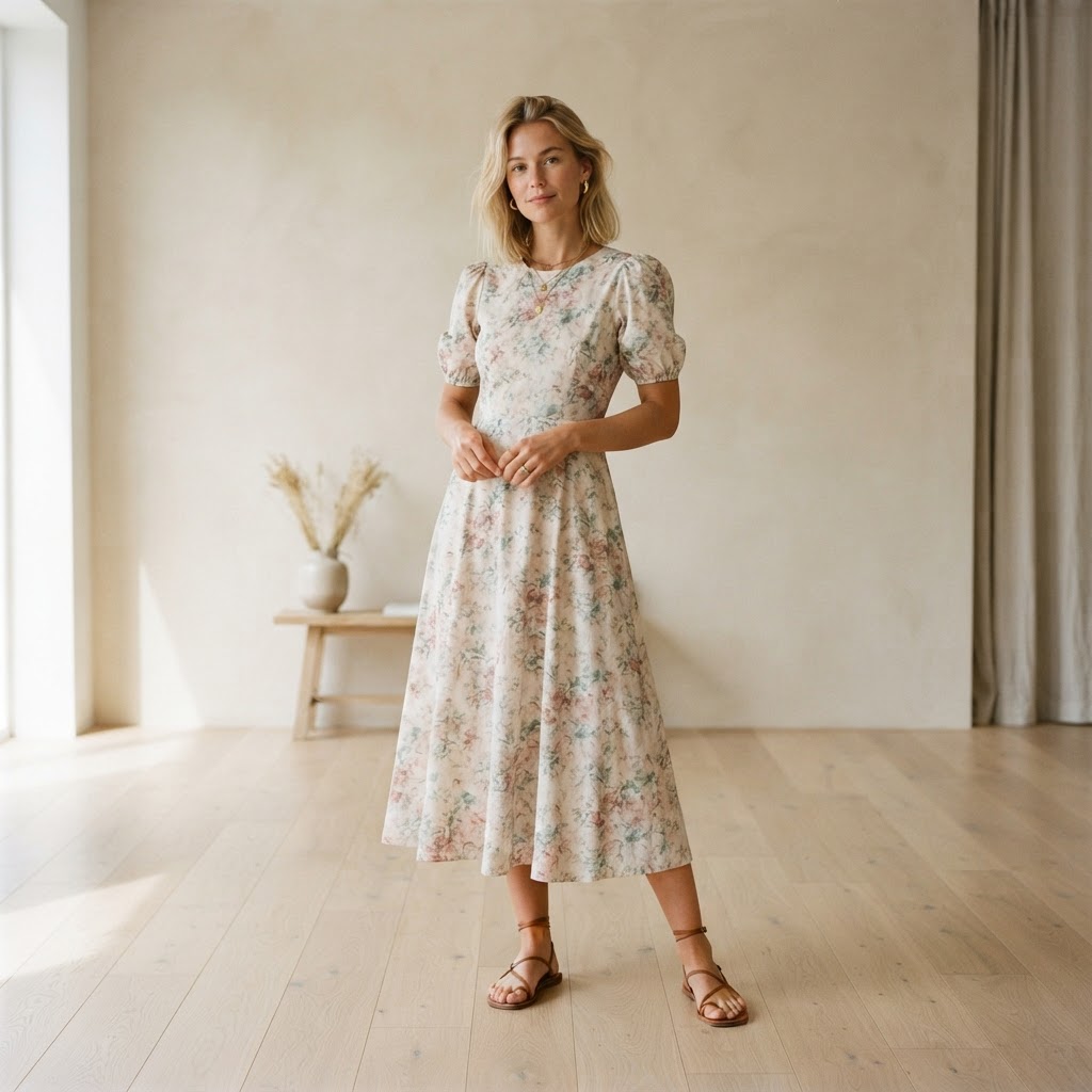 Pleated Chiffon Dress
