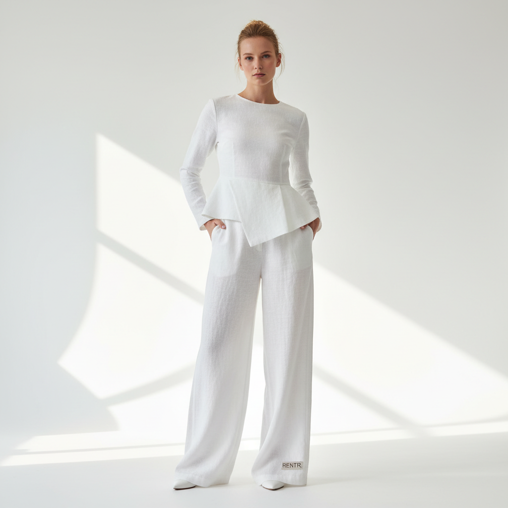White Linen Wide-Leg Trousers