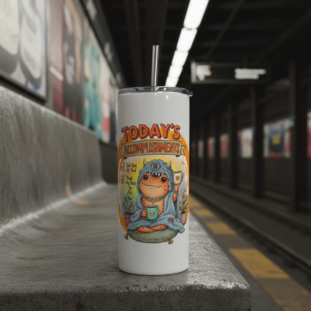 Today's Accomplishments | Inspirational 20oz White Tumbler with Straw