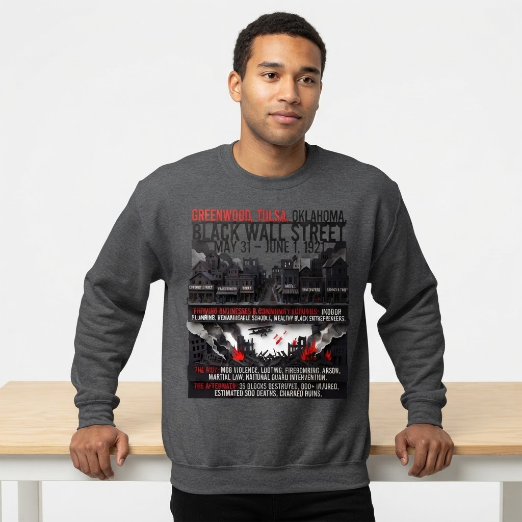 Black Wall Street Greenwood Tulsa Sweatshirt | Pro Black History Apparel Legacy Pullover