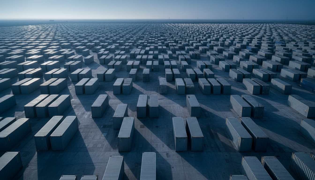 Industrial shipping containers in geometric grid