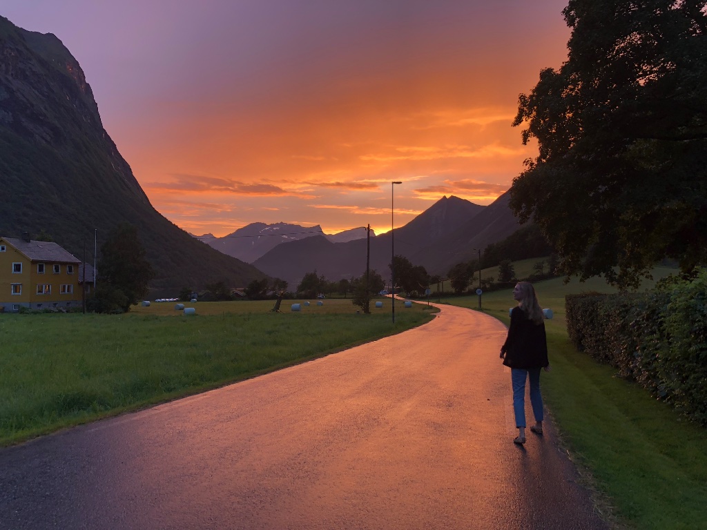 Serene misty landscape at golden hour