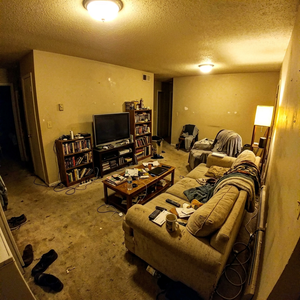 Amateur phone photo of living room