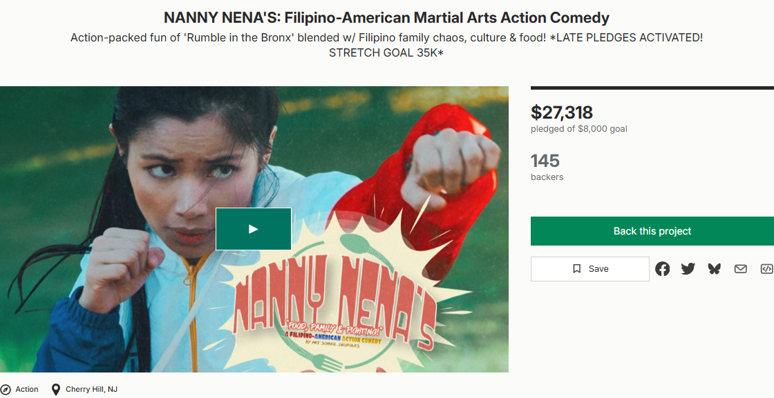 Kickstarter campaign page for Nanny Nena's: Filipino-American Martial Arts Action Comedy