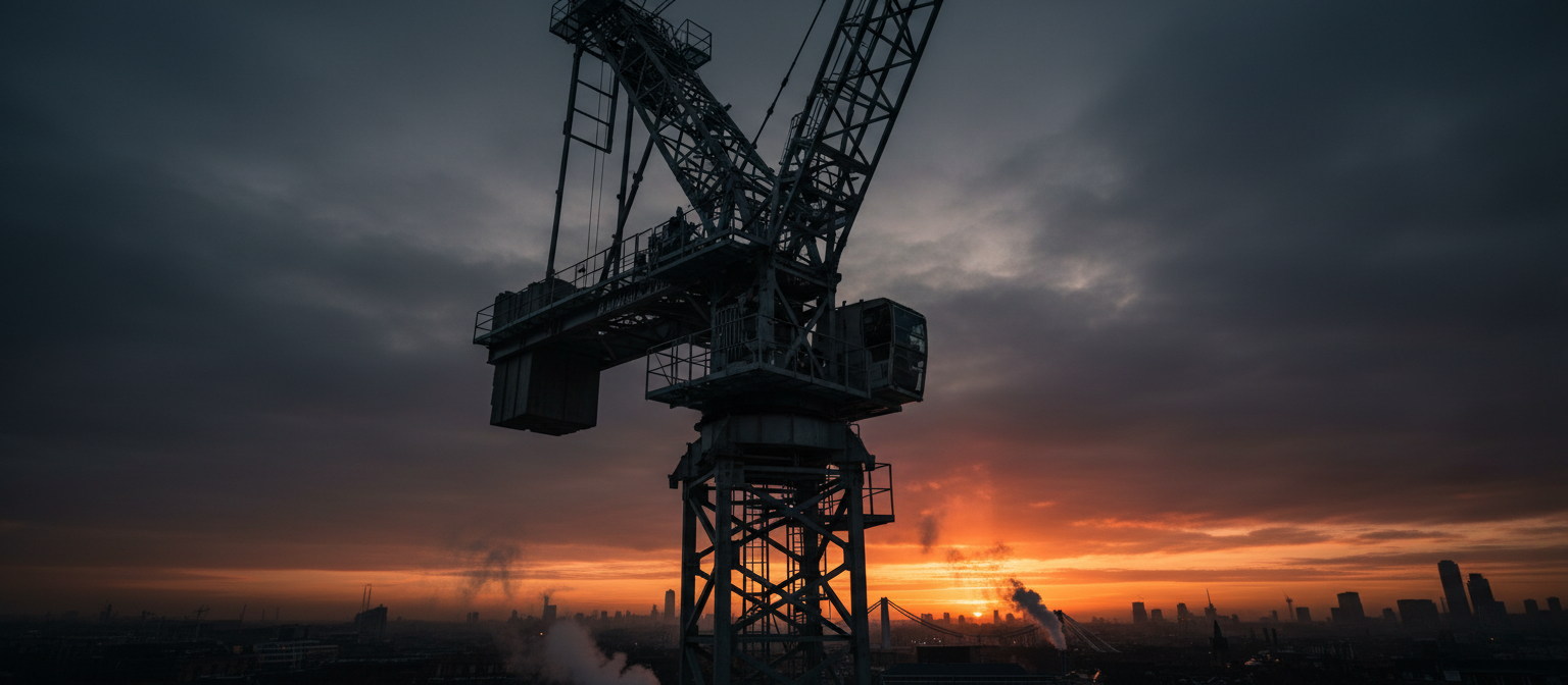 Construction crane at dawn