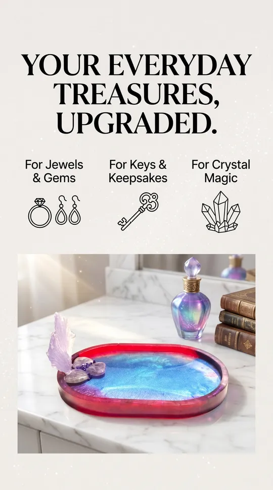Wings Up, Sparkle On Tray - shimmering resin tray with amethyst and fairy-wing details