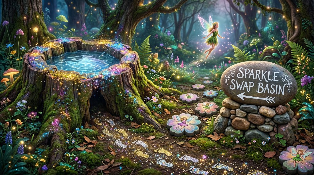 Enchanted forest sparkle swap basin with fairy and glowing magic