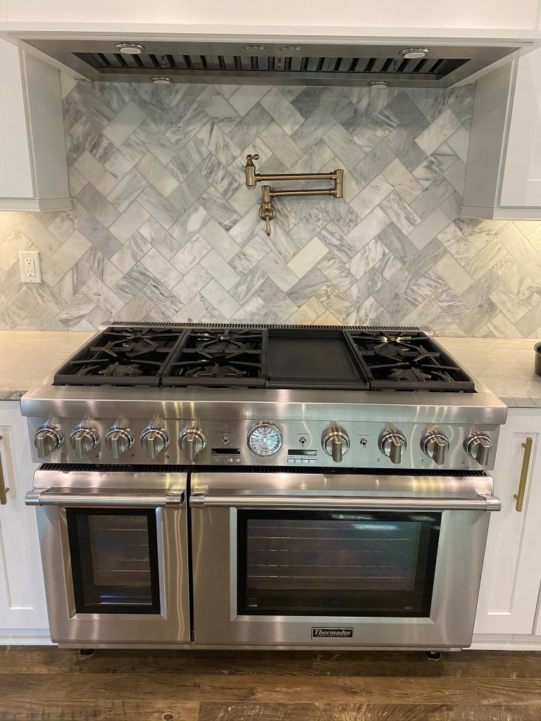 Herringbone Marble Backsplash