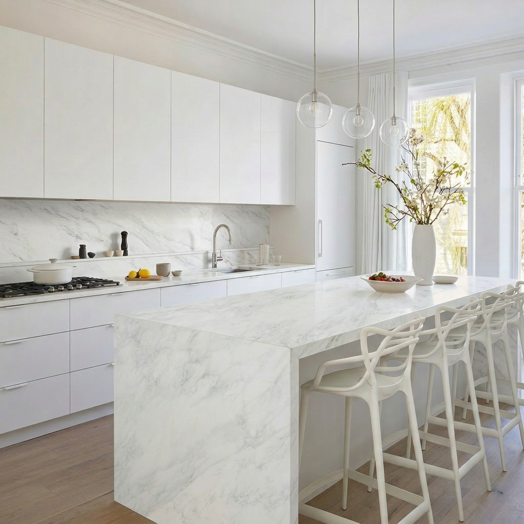 Kitchen with Calacatta Bella countertops