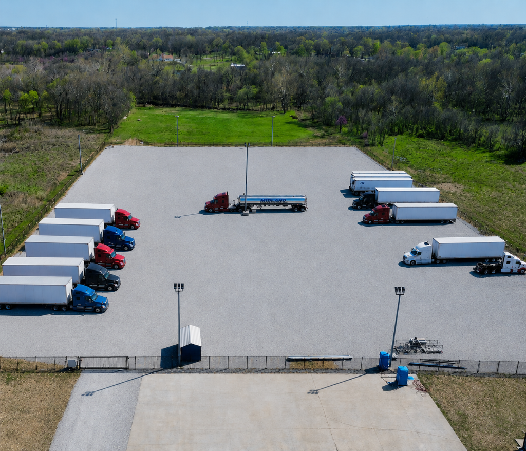 Wide view of the Park on 66 truck parking lot