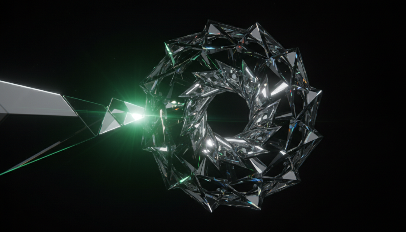 Abstract crystal light refraction representing data clarification