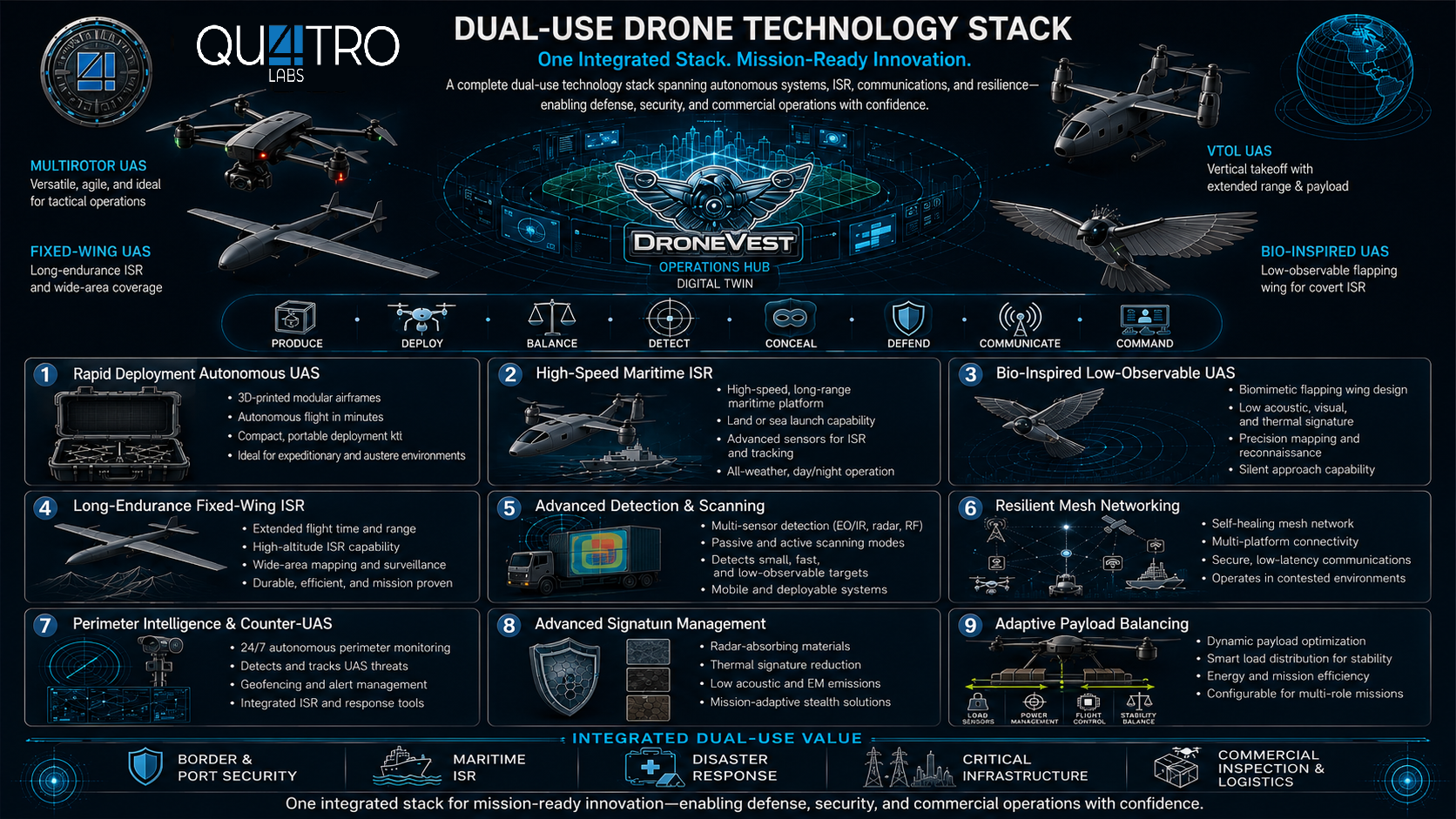 Qu4tro Labs: Dual-Use Drone Technology Stack