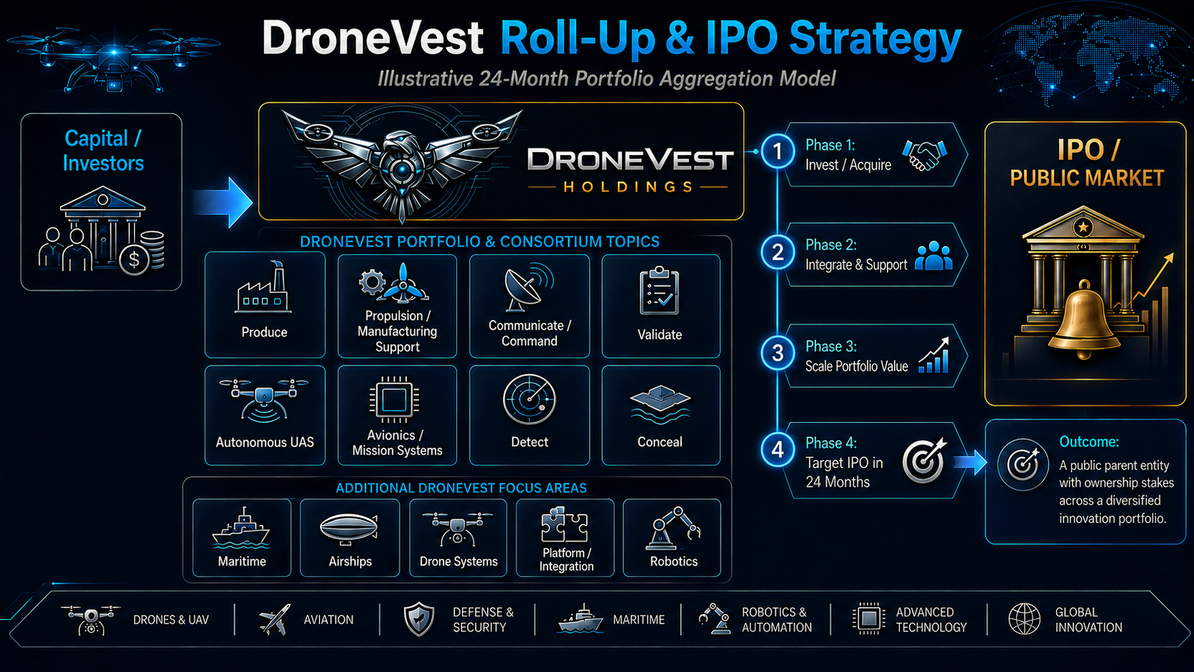Qu4tro Labs: DroneVest Roll-Up and IPO Strategy