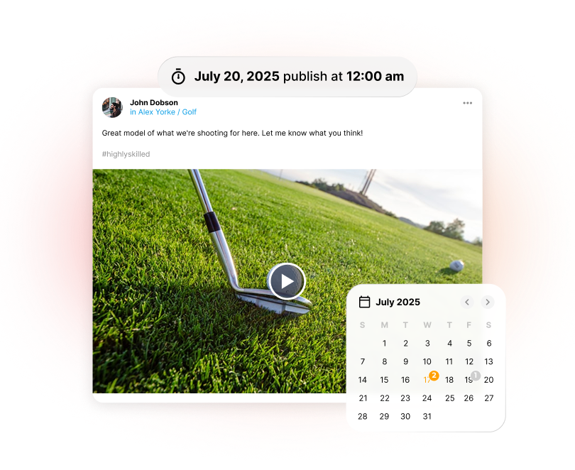 CoachNow scheduled post with calendar
