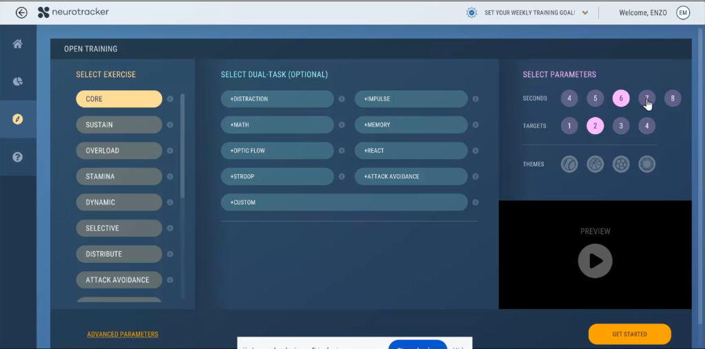 NeuroTrackerX open training interface