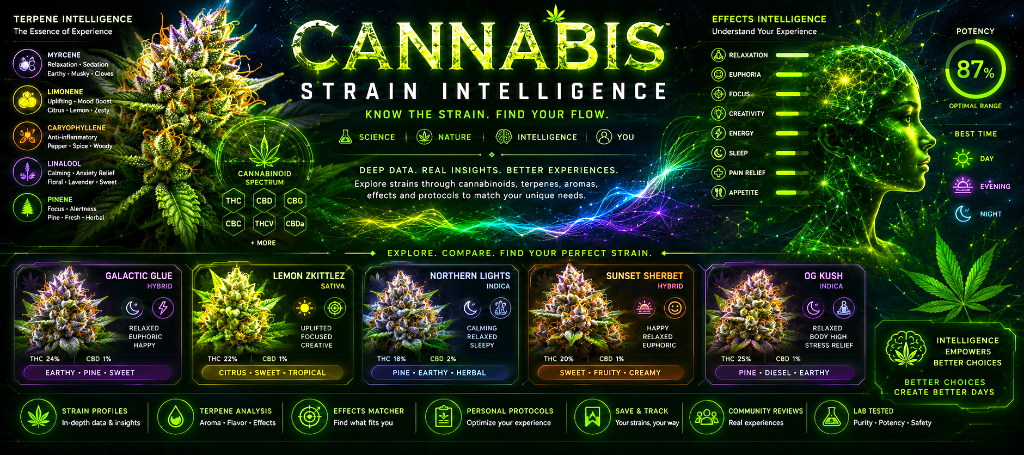 Cannabis Strain Intelligence โ Know the Strain. Find Your Flow.