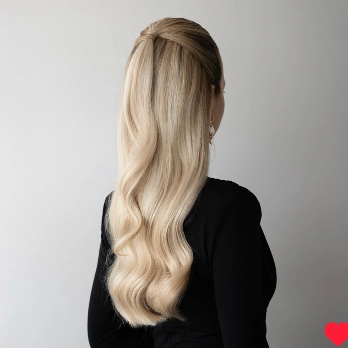 Half-up soft waves with gold earring detail