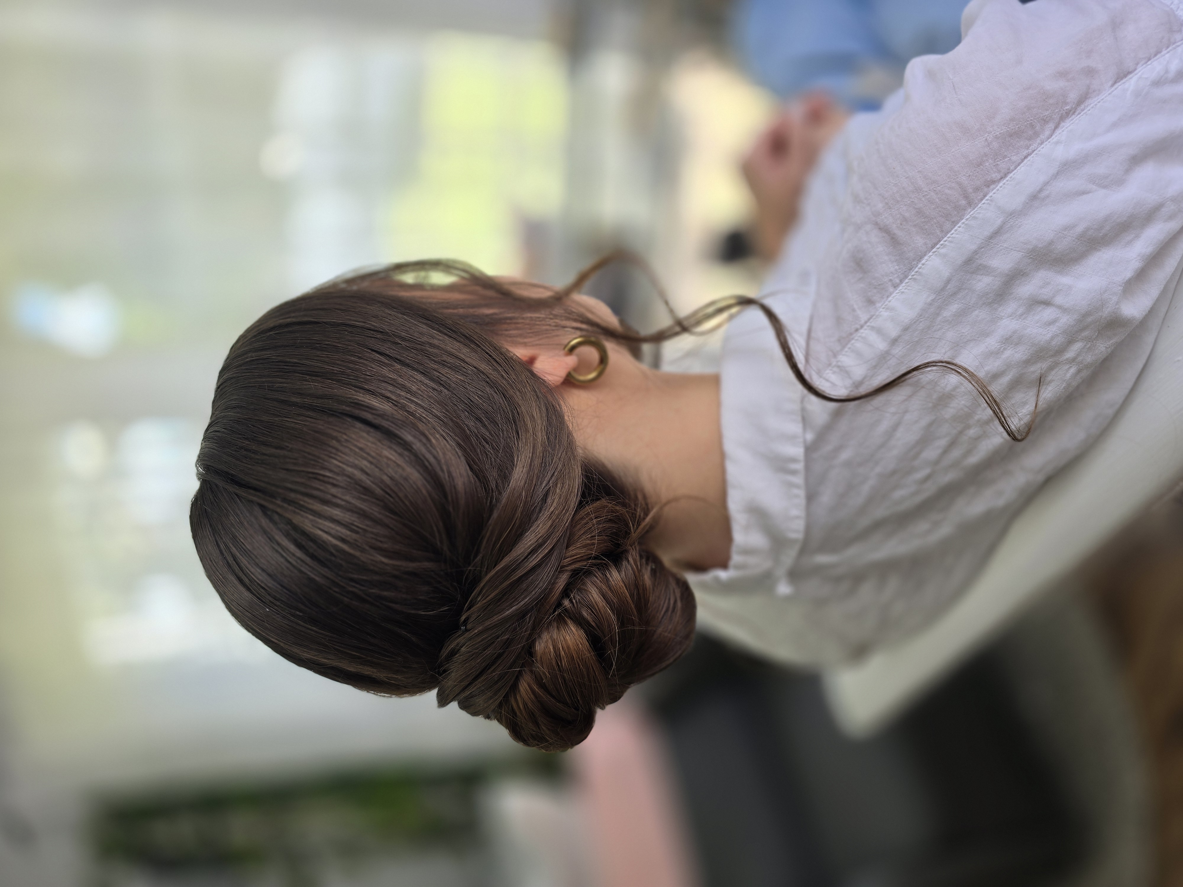 Bridal hair styling detail