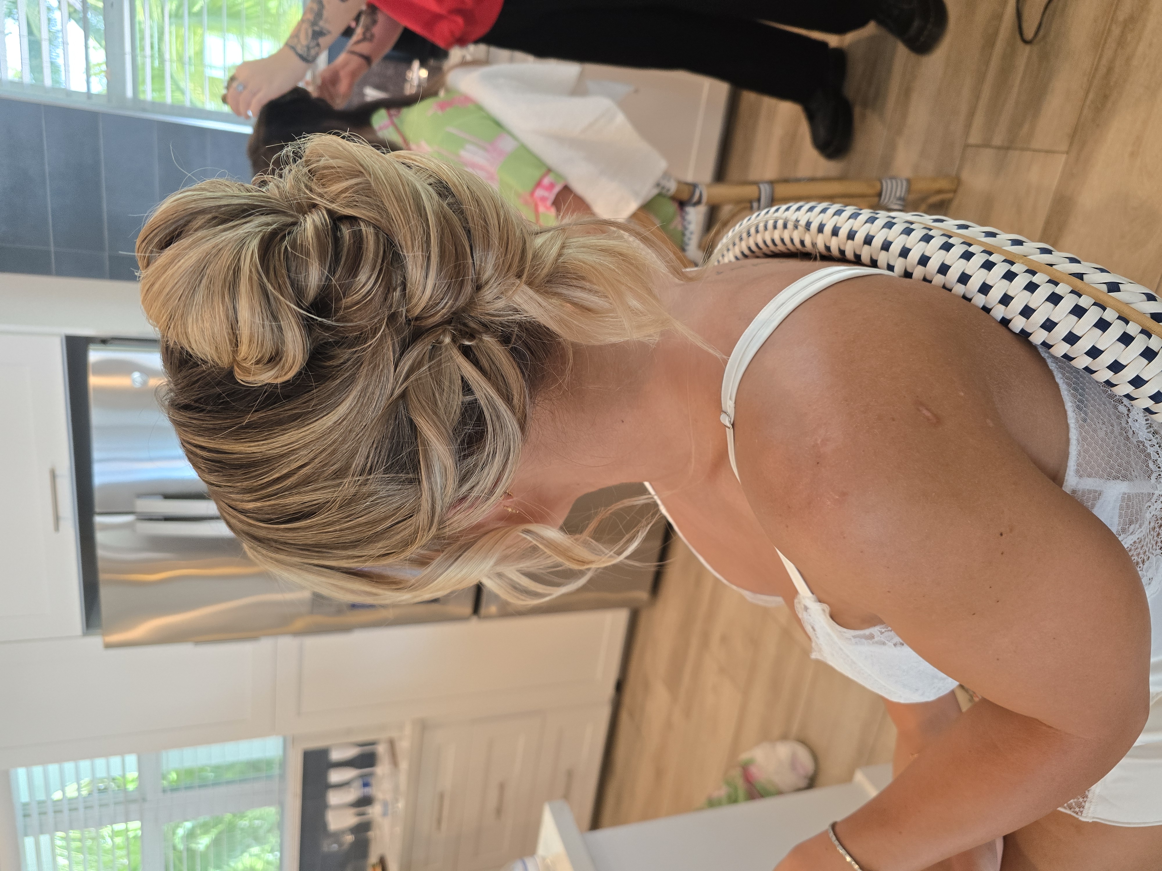 Bridal hair styling detail
