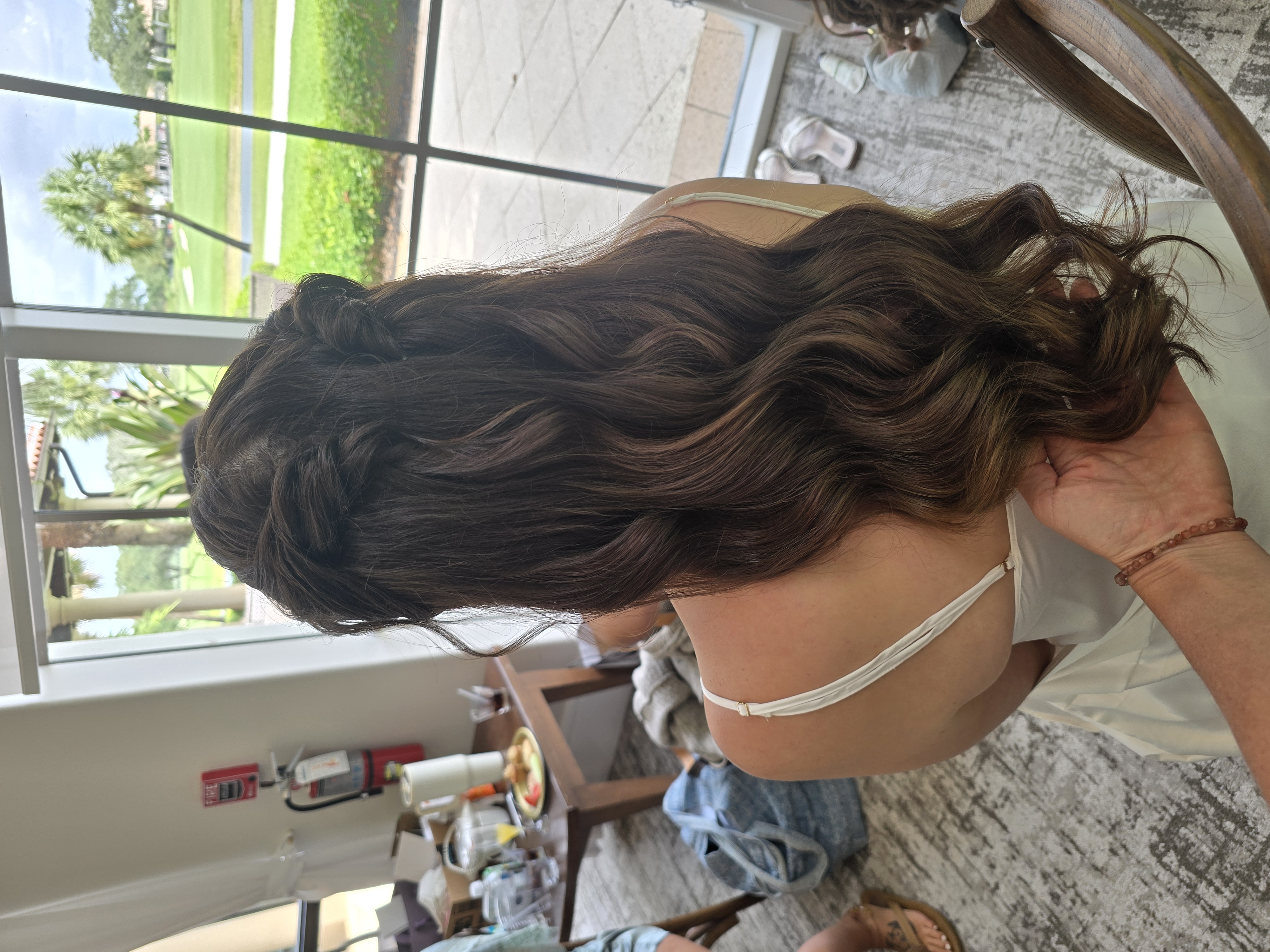 Bridal hair styling detail